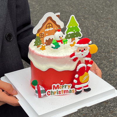 圣诞节蛋糕装饰软胶圣诞老人圣诞树雪人圣诞屋merrychristmas插件