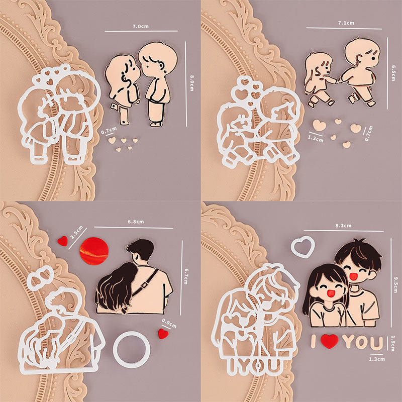 糖堡森林520七夕情人节小情侣卡通翻糖切模蛋糕饼干印花烘焙模具