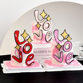 简约七夕情人节蛋糕装 饰摆件网红仿翻糖2.14星闪闪love字母插件