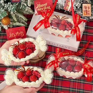 旦新春插件 饰2026跨年礼花亚克力元 新年草莓糖果盒包装 盒蛋糕装