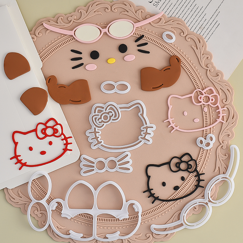 糖堡森林网红KT猫翻糖切模肌肉HelloKitty生日蛋糕装饰模具压模