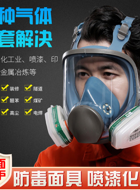 防毒面具全面罩防毒面罩化工气体喷漆专用全脸防尘打农药电焊防护
