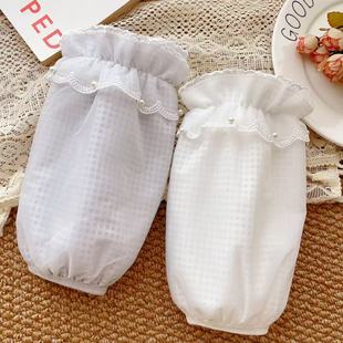 女成人短款花边袖套蕾丝网纱秋冬时尚韩版工作办公室羽绒服防污新