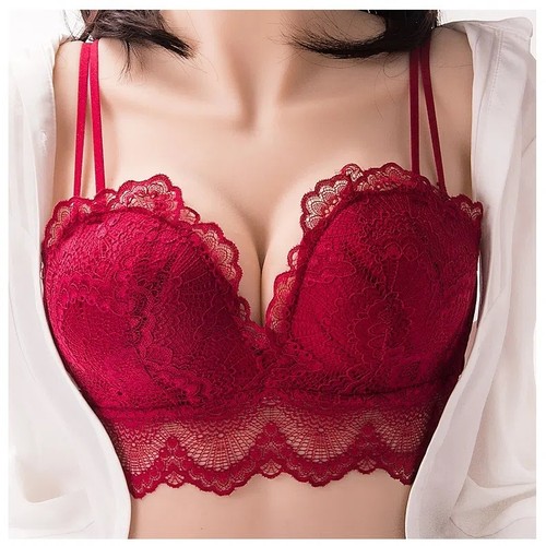 红色内衣女聚拢无钢圈文胸性感