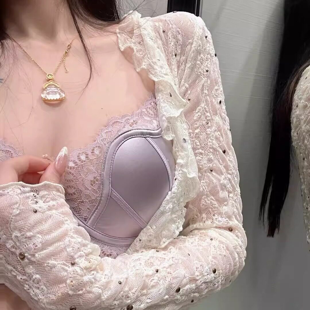 法式蕾丝大胸显小上托聚拢文胸