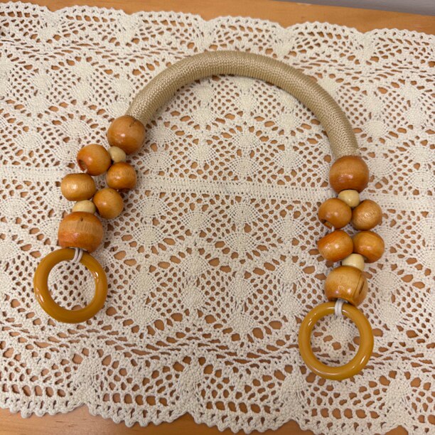 （波西米亚）复古麻绳木珠提手链子丝巾包包配件手柄