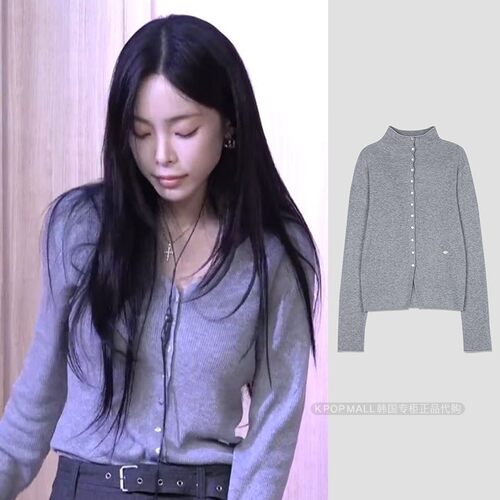 Heize明星同款半高领修身针织衫