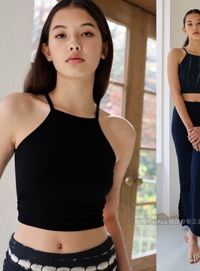 韩国代购 CHANDRA 吊带背心短款露脐瑜伽上衣基础款背心瑜伽服