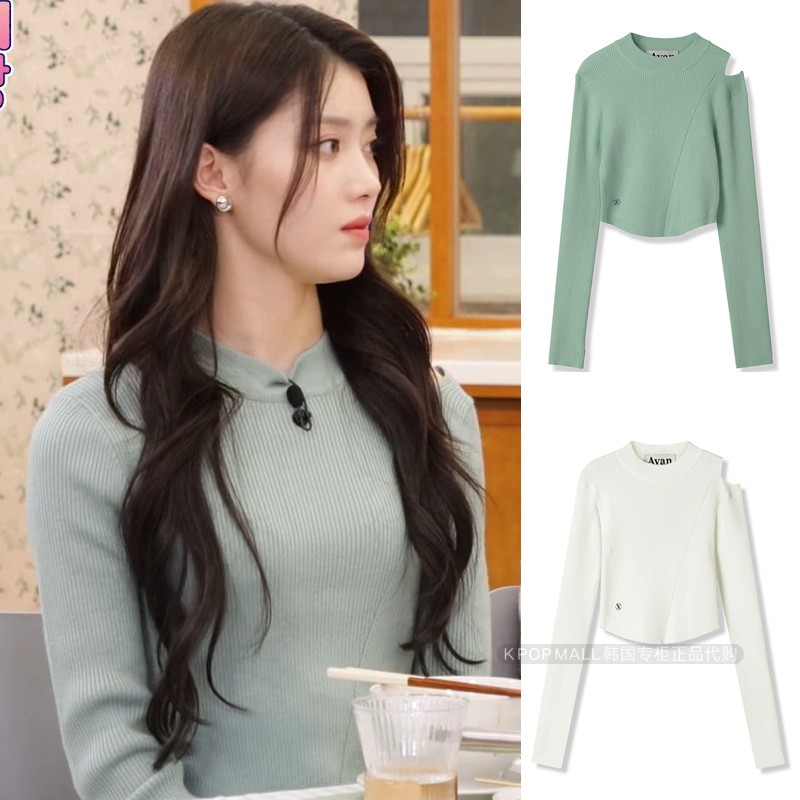 AVANDRESS腈纶混纺圆露肩针织衫