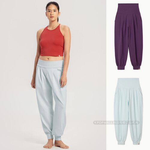 高腰束脚瑜伽长裤女宽松慵懒风