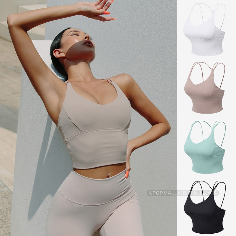 美背交叉韩国代购瑜伽健身显瘦