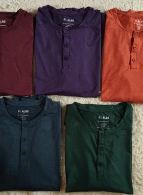 01.ALGO男长袖T恤速干亨利领宽松大码弹力防晒户外