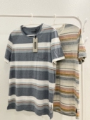 美式 Maddox男短袖 T恤彩条纹口袋宽松大码