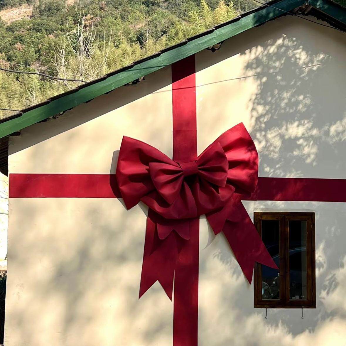 十字背景DIY超大号蝴蝶结装饰大蝴蝶结酒红七夕情人节门店背景墙