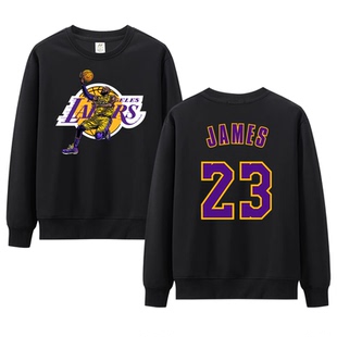 篮球训练服卫衣湖人詹姆斯23号卫衣秋冬加绒加厚长袖圆领套头卫衣