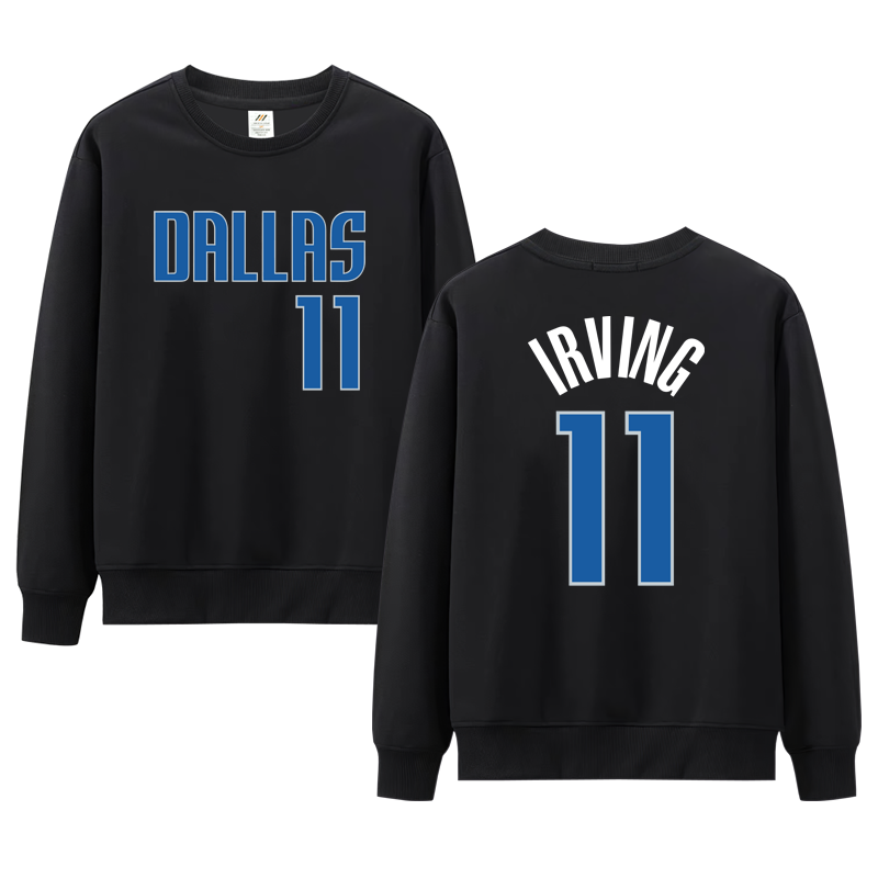 球衣号码篮球卫衣卡通男欧文11号独行侠圆领卫衣加绒加厚长袖卫衣