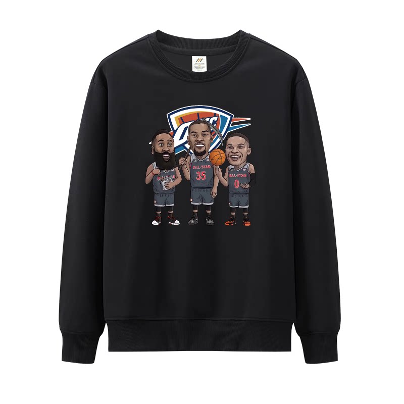 春秋冬季圆领卫衣哈登杜兰特威少三巨头男士外套休闲运动长袖卫衣