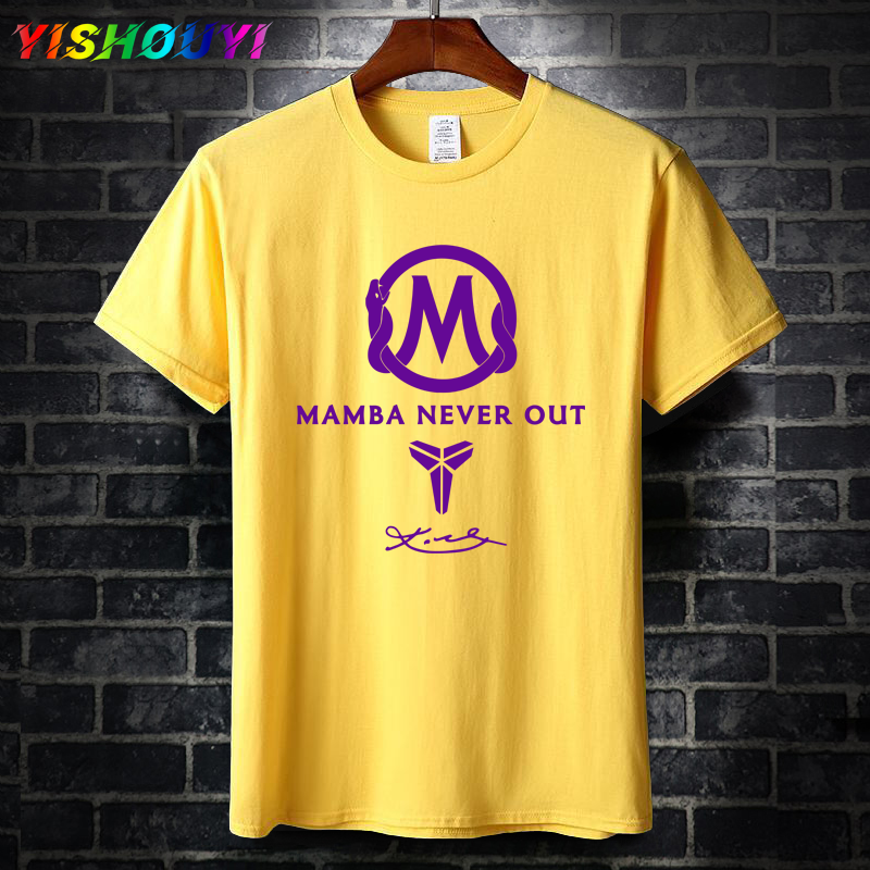 美式篮球短袖T恤男纯棉黑曼巴科比KOBE纪念MAMBA NEVER OUT半袖夏