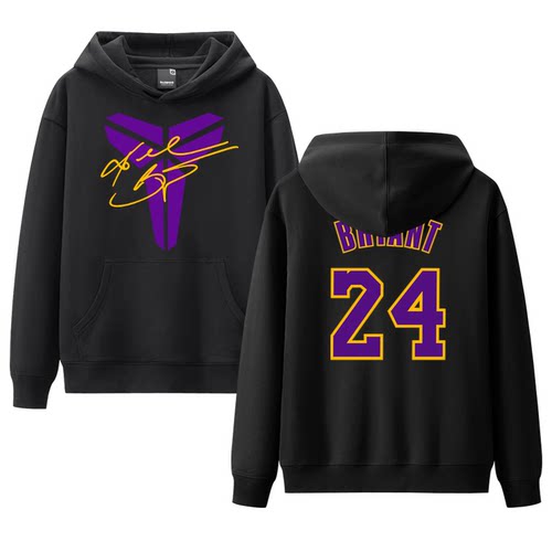 湖人科比24号连帽卫衣秋冬加绒加厚长袖帽衫休闲宽松运动篮球卫衣