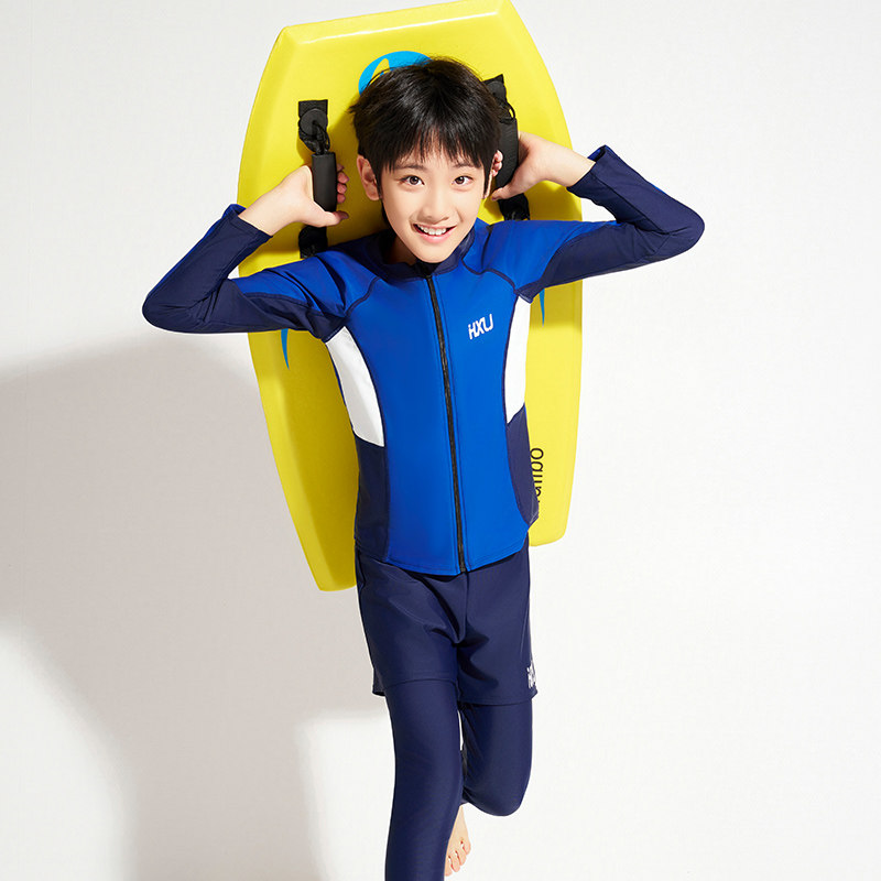 青少年中大男童泳衣长袖长裤全身防晒男孩冲浪沙滩训练运动游泳装