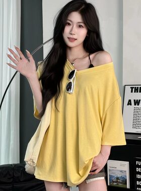 孕妇装春装2026新款韩版时尚宽松纯色V领显瘦短袖T恤上衣女春夏季