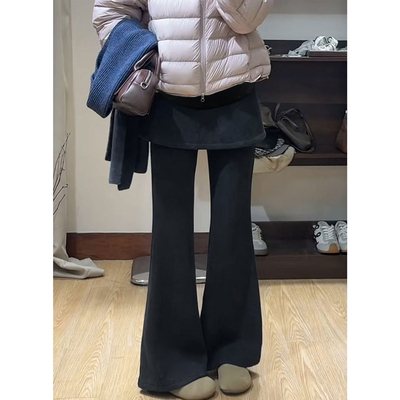 AUMS孕妇假两件屁帘微喇裤子