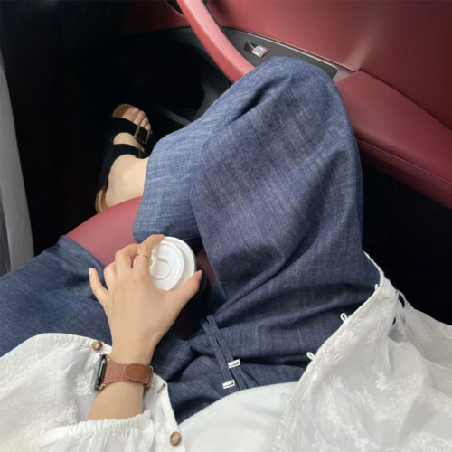 孕妇牛仔裤九分春夏薄款外穿2026新款宽松直筒显瘦萝卜阔腿裤春装