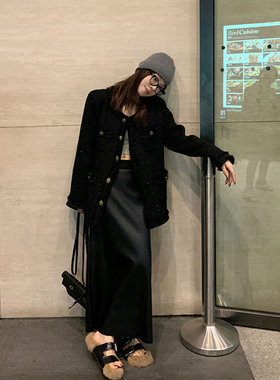 无托腹孕妇pu皮半身裙女秋装中长款直筒黑色显瘦A字开叉包臀裙子