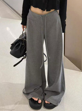 孕妇阔腿裤子冬季外穿加绒2025新款垂感托腹直筒休闲糯米拖地长裤
