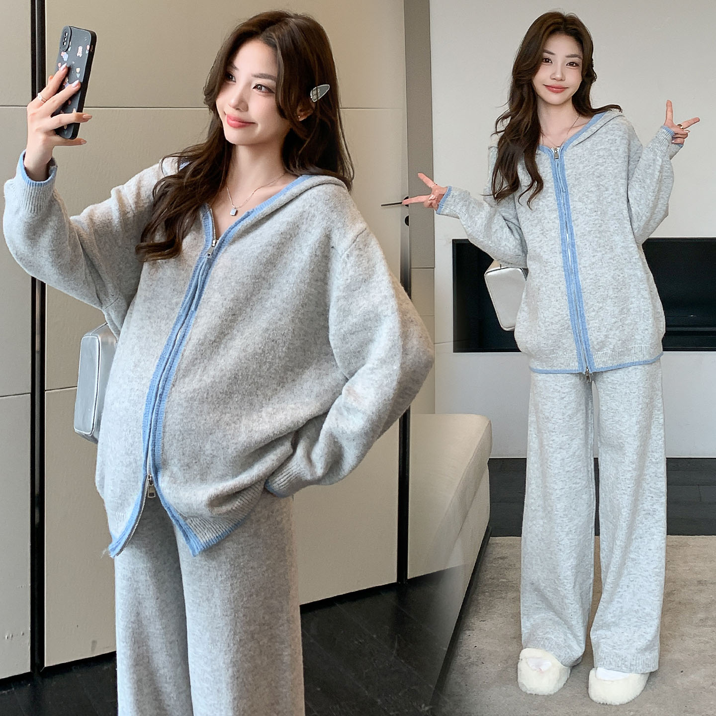 AUMS孕妇针织两件套慵懒时尚