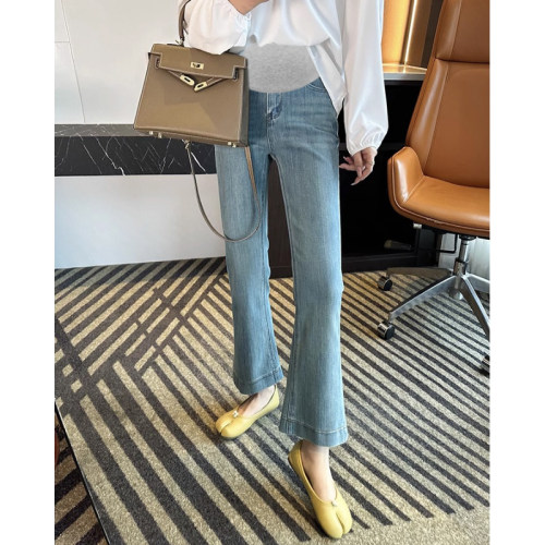 孕妇微喇牛仔裤子春夏薄款2026新款外穿孕期不勒肚子小个子托腹裤