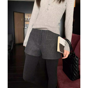 孕妇毛呢短裤冬季外穿2025新款加厚小个子托腹显瘦阔腿打底裤靴裤