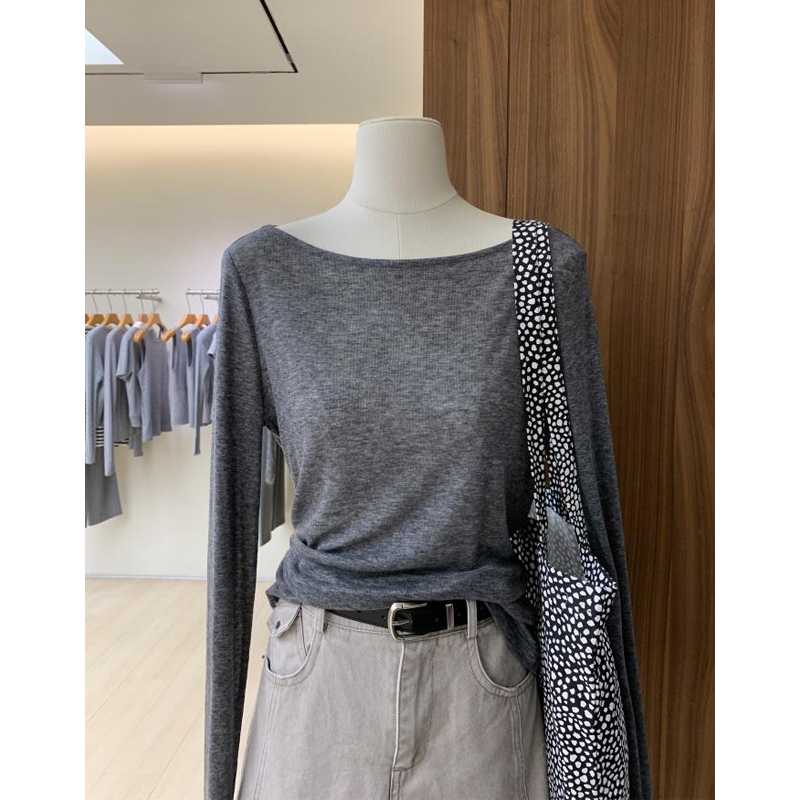 孕妇秋装2025新款慵懒风一字领长袖防晒罩衫女宽松休闲打底衫春秋