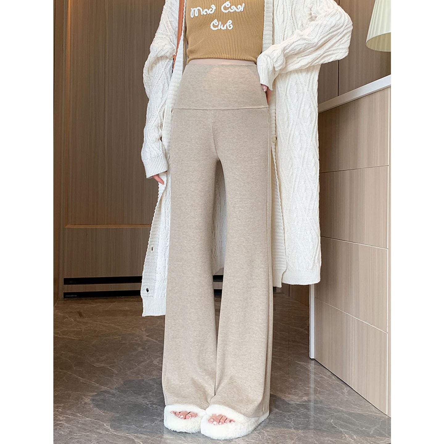 AUMS孕妇针织微喇裤子百搭显瘦