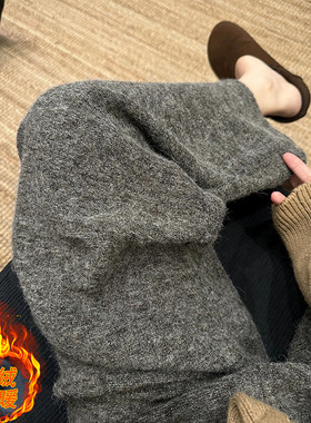 孕妇阔腿裤子秋冬季加绒加厚2025新款外穿不勒肚子保暖休闲拖地裤