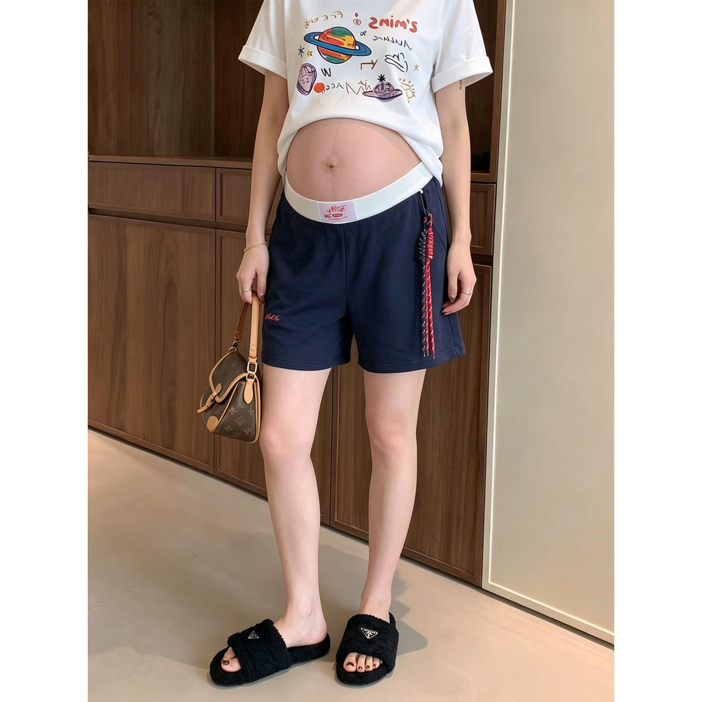 AUMS孕妇阔腿裤五分孕期产后可穿