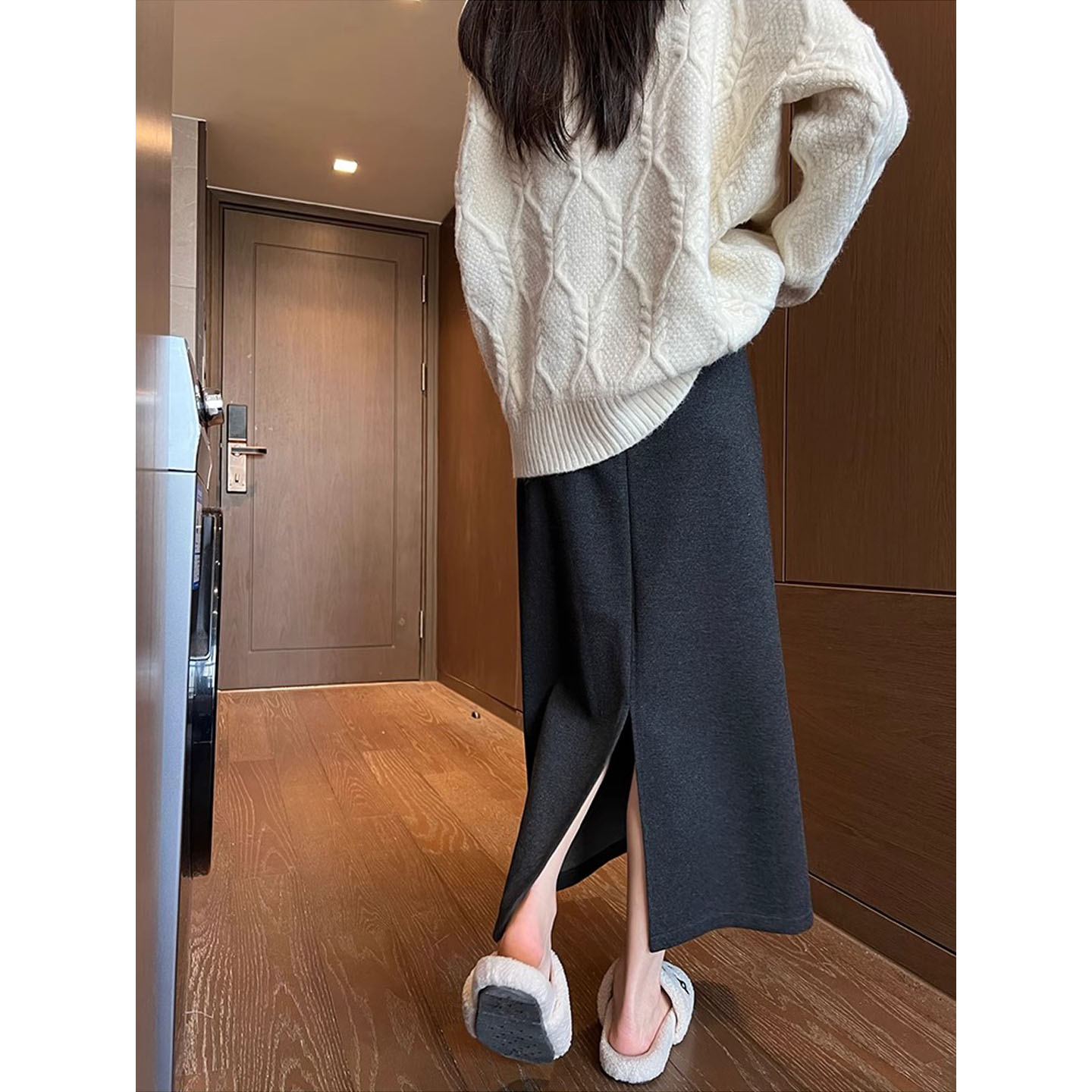 AUMS孕妇后开叉包臀半身裙百搭