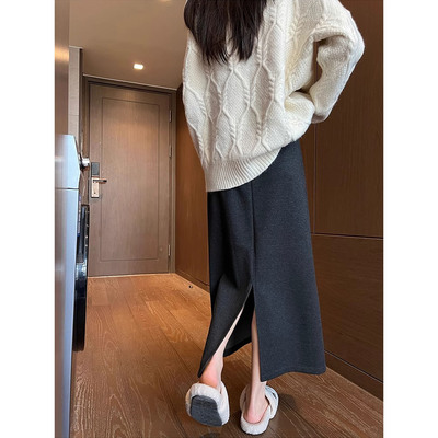 AUMS孕妇后开叉包臀半身裙百搭