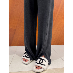 外穿孕期垂感托腹拖地打底裤 2025新款 子秋冬季 孕妇开叉糯米阔腿裤