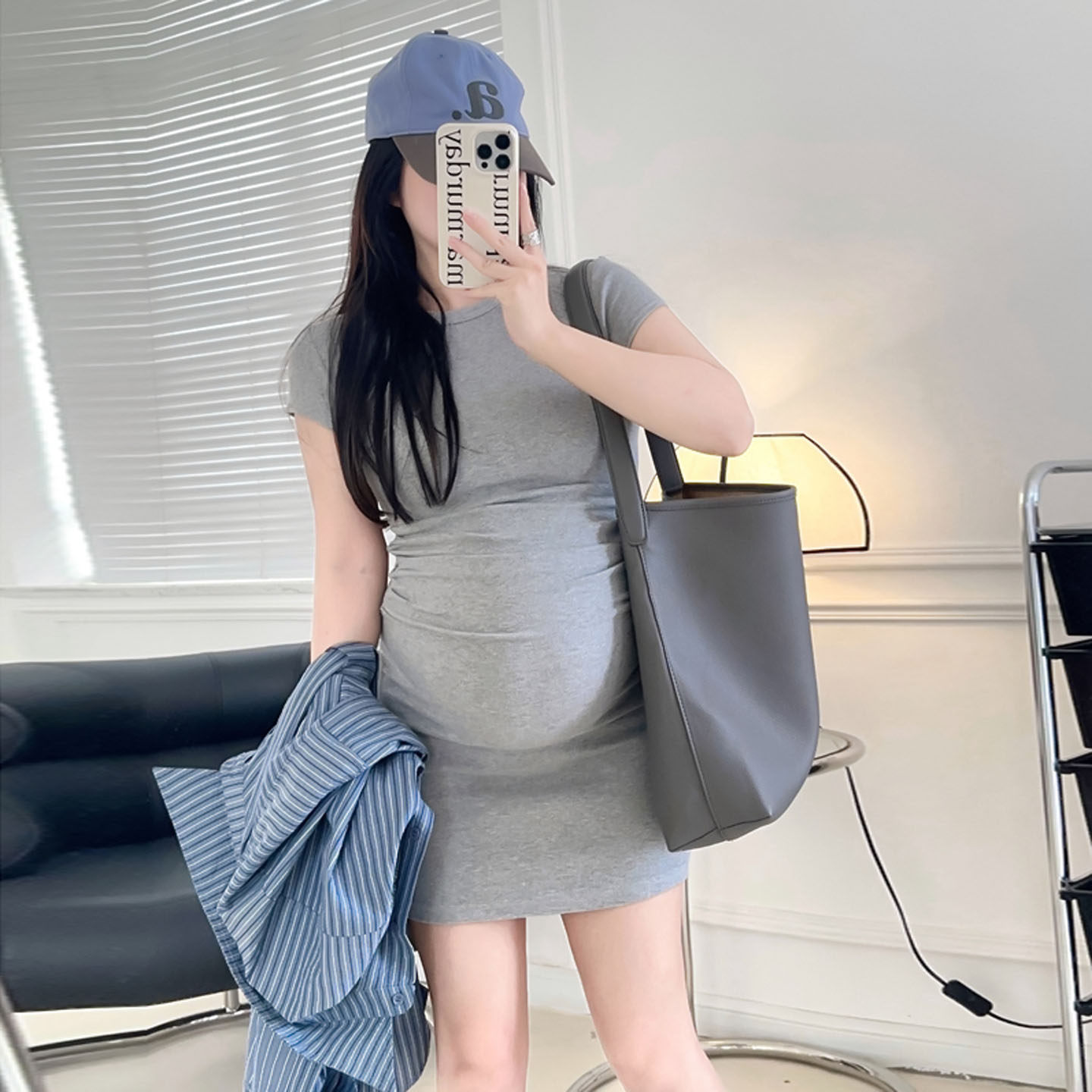 AUMS孕妇套装连衣裙条纹衬衫