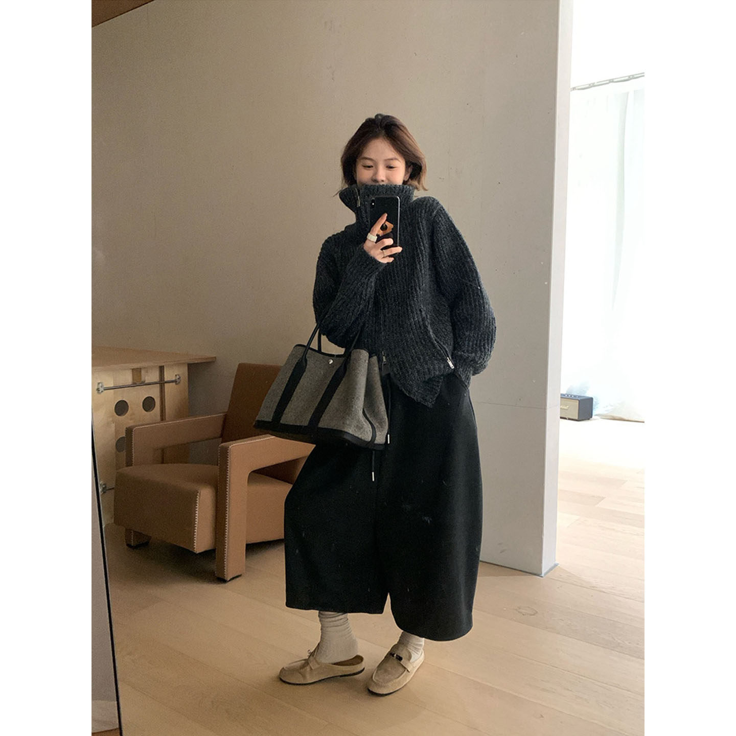 AUMS孕妇套装毛衣开衫哈伦裤子
