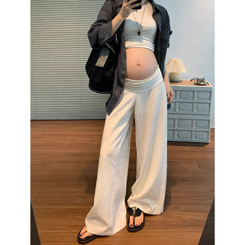 孕妇阔腿裤外穿春夏季薄款春装孕期不勒肚子托腹休闲垂感拖地裤子