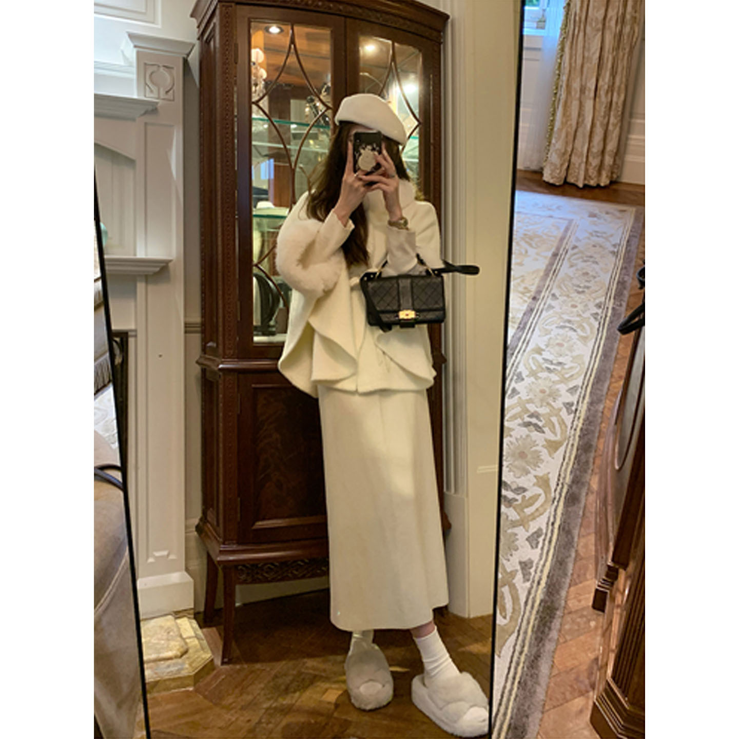 AUMS孕妇针织开叉半身裙显瘦