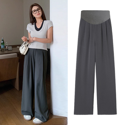 孕妇西装阔腿裤外穿秋季2025新款托腹打底裤垂感休闲拖地裤子秋冬