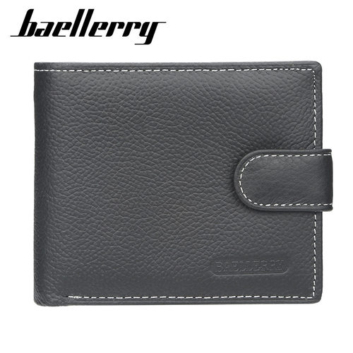 baellerry钱包男士短款欧美真皮复古横款钱夹简约拉链软皮夹