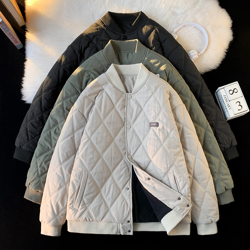 日系菱格冬季外套男士棉衣潮牌宽松情侣装工装棉服潮-M28-P95平铺,男装棉衣,星座307-3(原516-1)