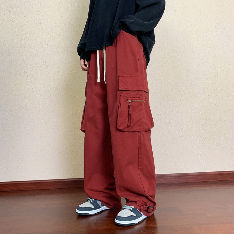 秋季美式直筒工装裤男女ins潮流高街复古纯棉休闲裤-5060-P70卡其,男装休闲裤,星座307-3(原516-1)