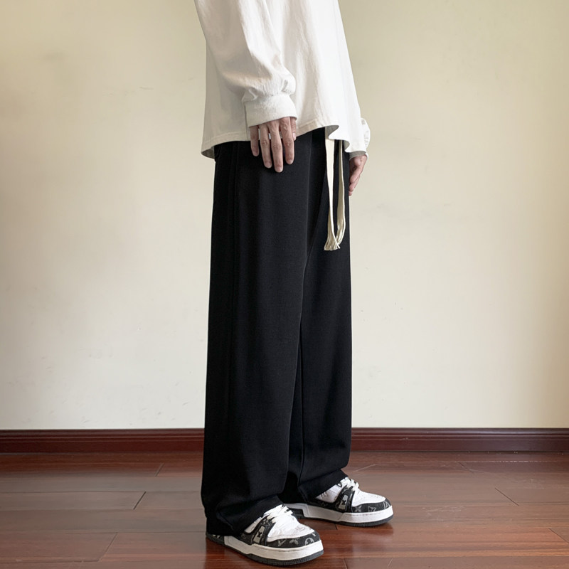 休闲裤男生2023秋季直筒卫裤宽松阔腿男士运动长裤潮-K331-P40白,男装休闲裤,星座307-3(原516-1)