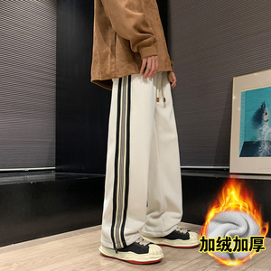 裤子男冬季抽绳束脚裤双面绒加绒加厚卫裤直筒休闲裤-K632-P50黑图片