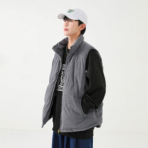 灯芯绒棉马甲男冬季日系复古加厚立领棉服情侣外套-8516-P68黑色图片